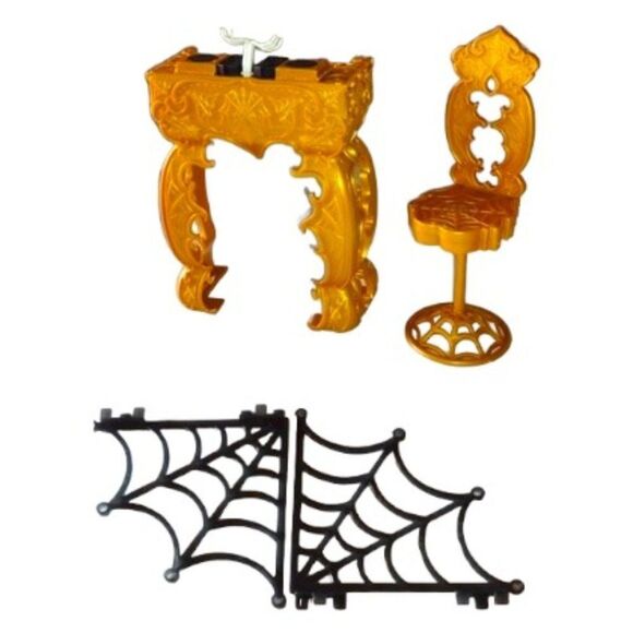 Monster High 13 Wishes Spectra's Gold Disc Jockey Booth & Turntables & Highchair - Picture 1 of 10